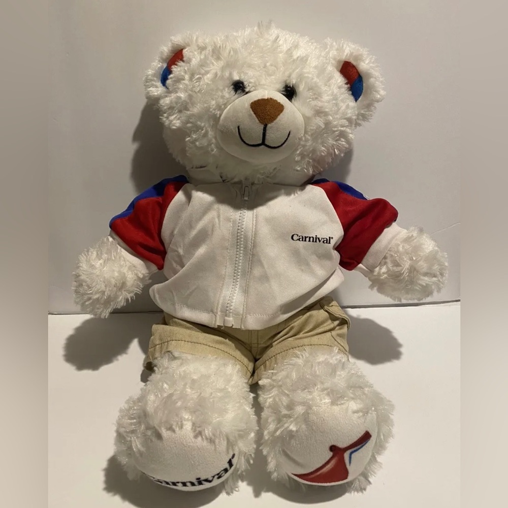 Build A Bear Plush White 16" Bear Stuffed Carnival Cruise Ship BABW